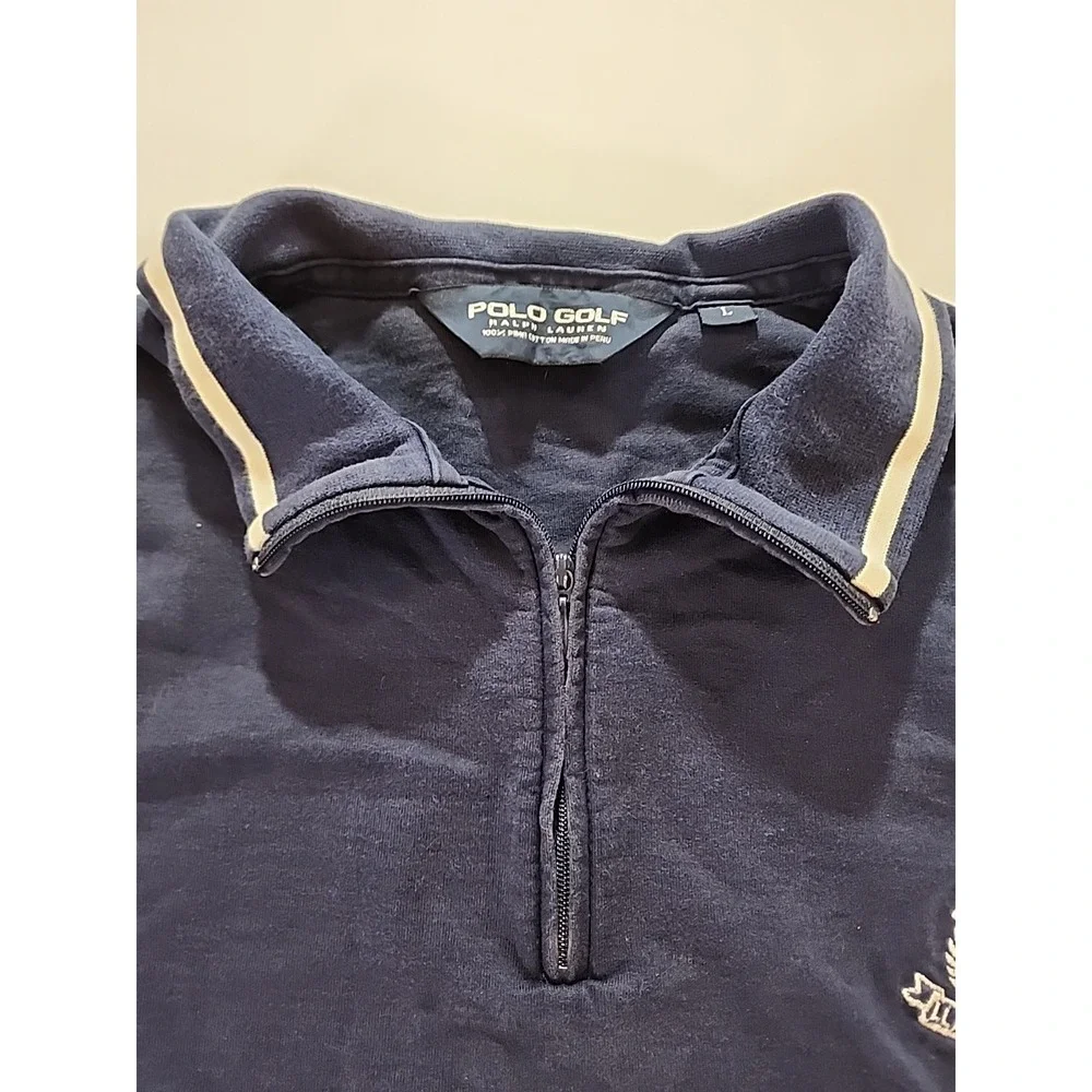 Ralph Lauren Polo Golf 1/4 Zip Men's‎ Large Navy Pullover Llanerch Country Club